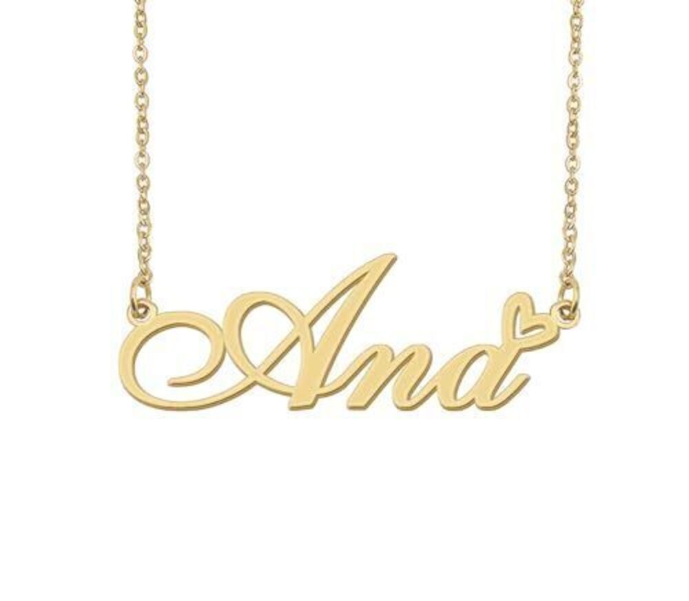 5315 Ana Name Necklace Heart Charm Pendant 18k Gold Plated Stainless Steel